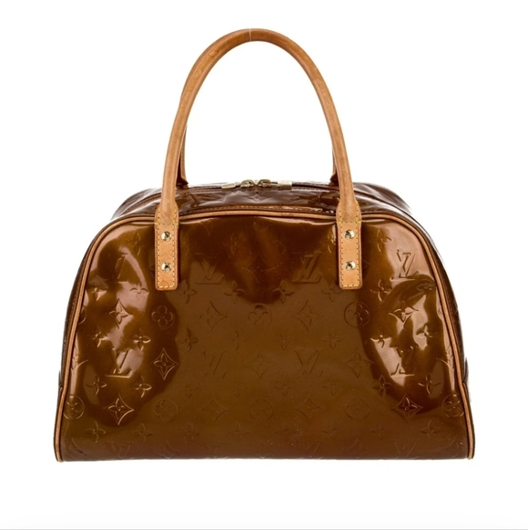 Louis Vuitton Vintage Brown Patent Vernis Satchel with Natural Trim - Picture 6 of 12